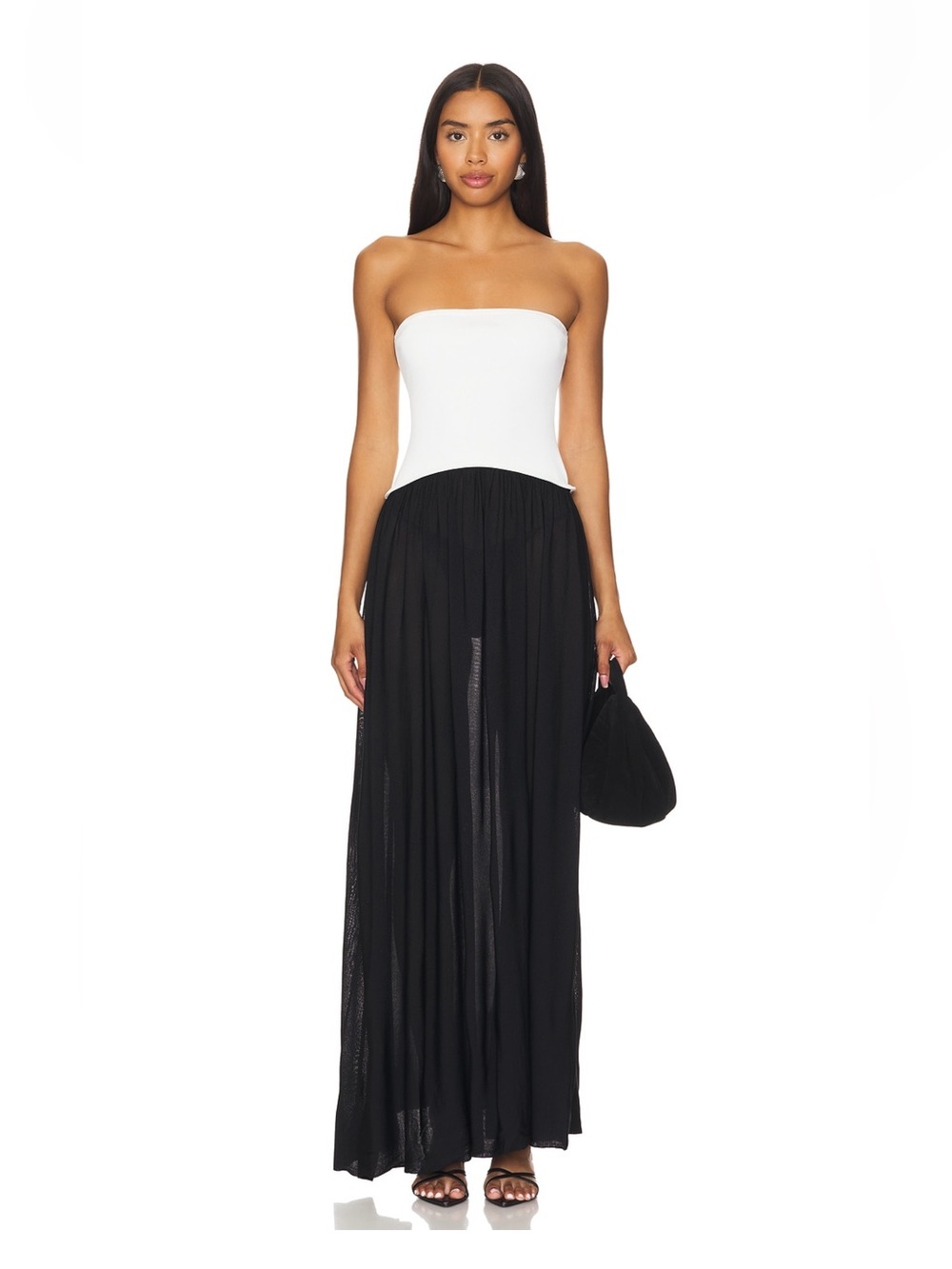 Solid & Striped Sasha Strapless Dress in Optic White Noir Black